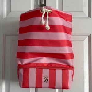 Victoria's Secret Coral and Pink Striped Cooler Backpack